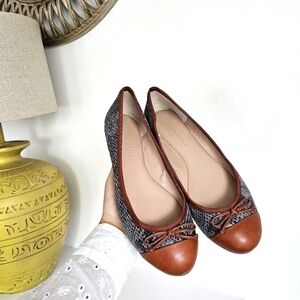 Banana Republic Women Brown & Black Leather Snakeskin Ballet Flats Shoes 7.5M